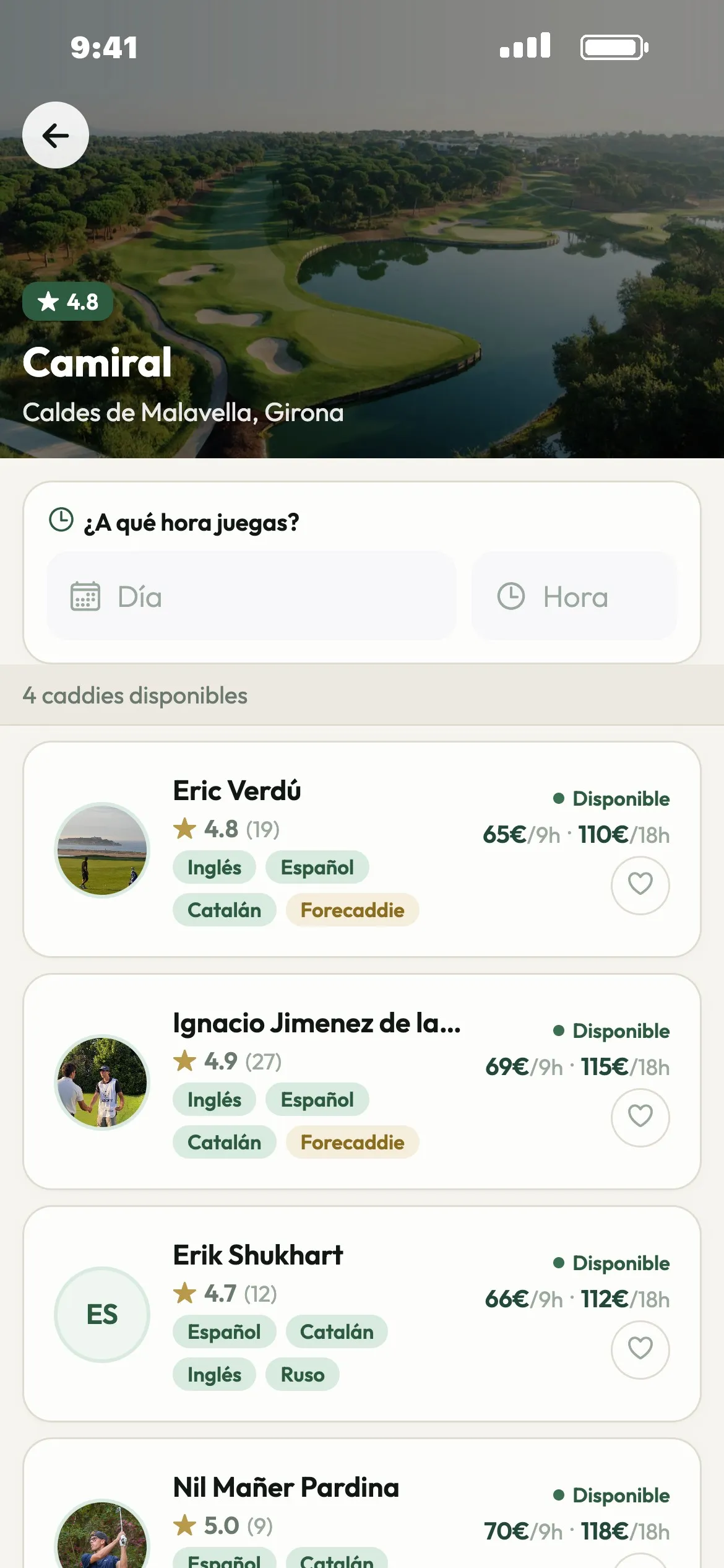 Caddies disponibles en Camiral