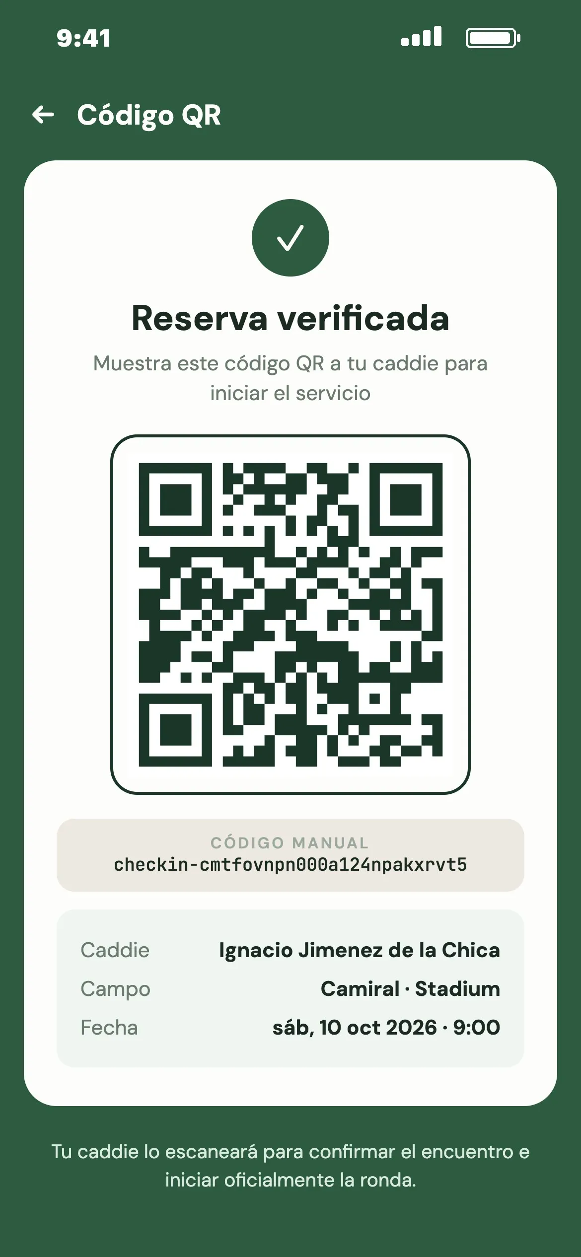 Código QR de la reserva